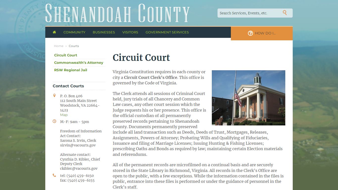 Circuit Court - Courts - Shenandoah County Virginia